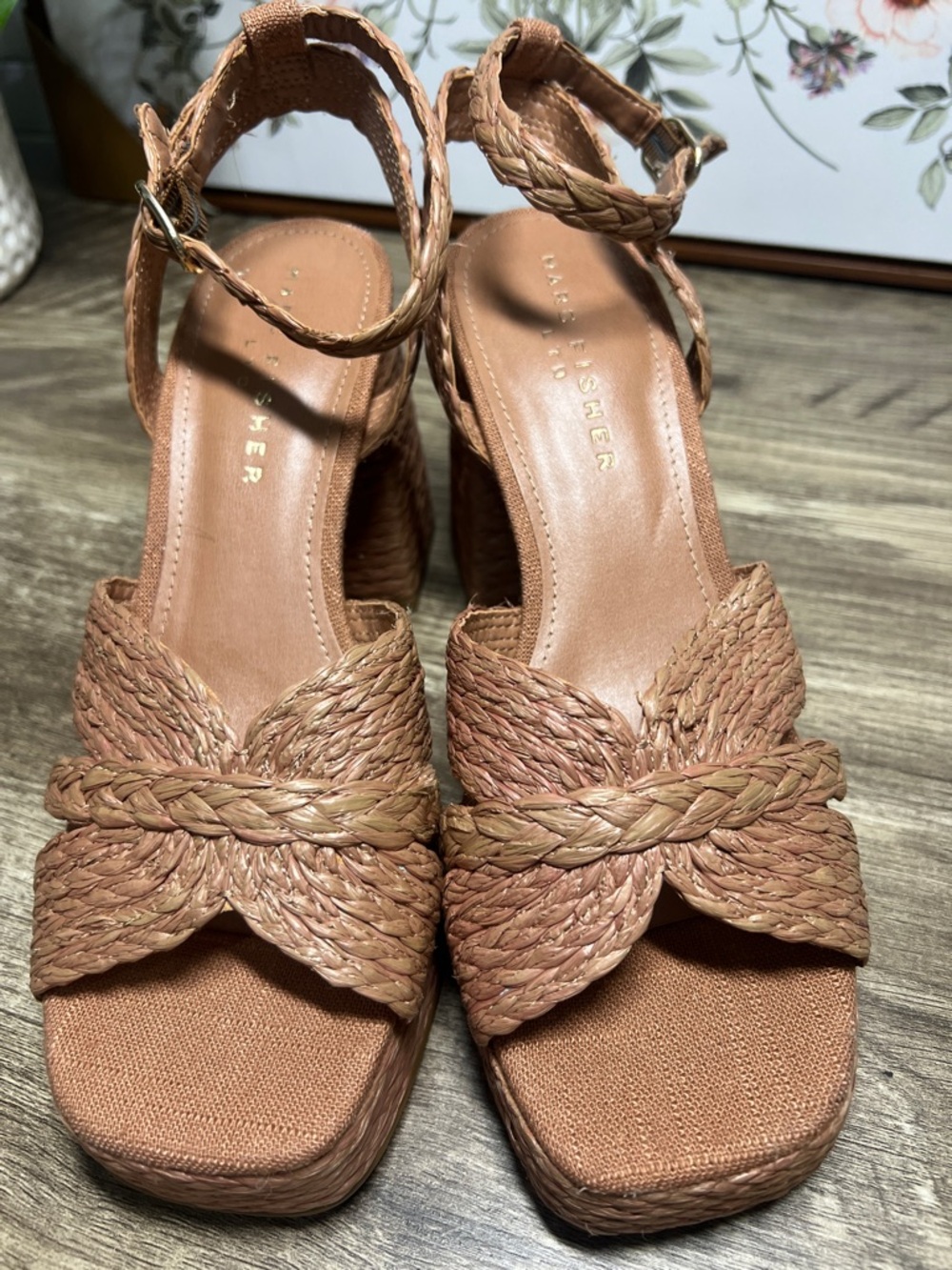 Marc Fisher Braided Platform Sandals in Tan - Picture 3 of 8